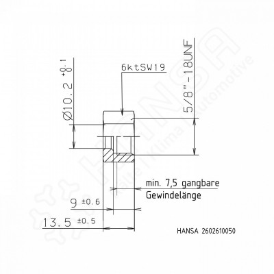 HANSA Überwurfmutter für O-Ring DIN 8912 10 mm / 3/8'' KM 2602610050