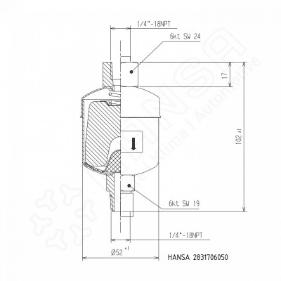 HANSA Filtertrockner 60bar HM032 NPT Anschluss  1/4''-18NPT außen innen HM 2831706050