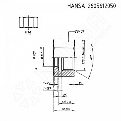 HANSA Überwurfmutter für O-Ring  7/8'' KM 2605612050