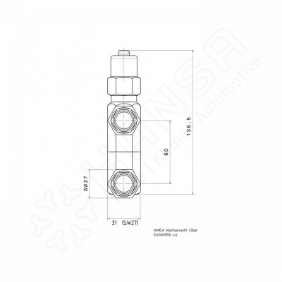 HANSA Changeover valve for KSV/ÜSV 12.5 mm | G1/2'' stainless steel black coated_2445003050