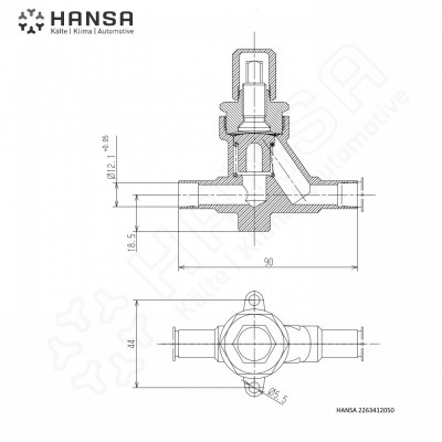 HANSA Membranventil Lötanschluss 12 mm HVKL 2263412050