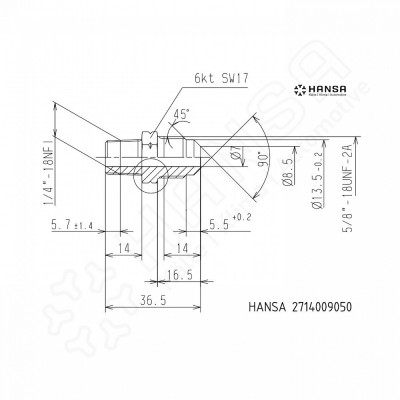 HANSA Screw-in adapter DIN 8906* 10 mm | 5/8'' UNF | 1/4'' NPT _2714009050