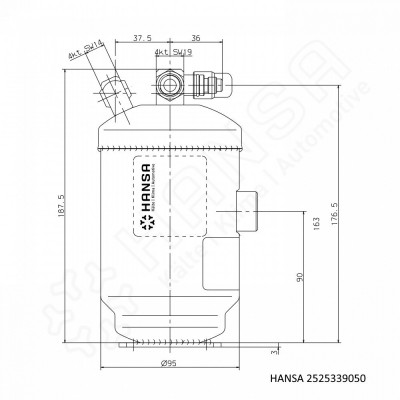 HANSA Receiver drier steel Ø95 0.9l sight glass indicator valve_2525339050