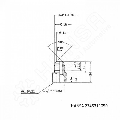 HANSA Aufschraubstutzen 5/8''-18UNF 3/4''-16UNF AS 2745311050