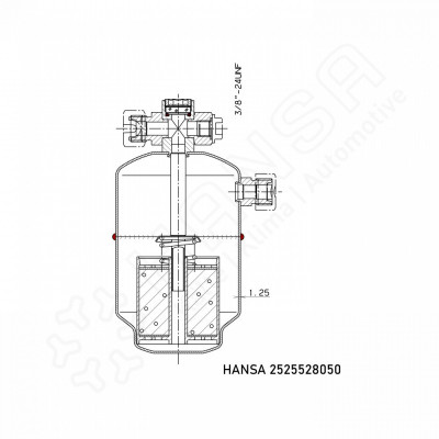 HANSA Receiver drier steel Ø75mm 0.5l sight glass STS 2525528050