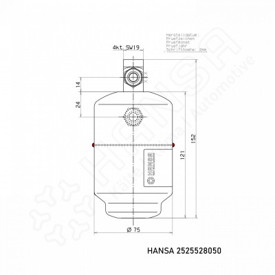 HANSA Receiver drier steel Ø75mm 0.5l sight glass STS 2525528050