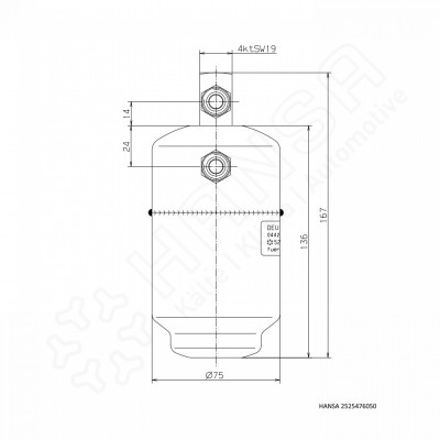 HANSA SammlerTrockner Ø75mm x 167mm Stahl Schauglas STS 2525476050