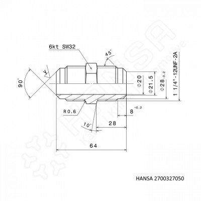 HANSA Verbindungsnippel 1 1/4''-12UNF VN 2700327050