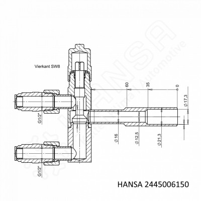 HANSA Changeover valve G1/2'' connecting stud WSV 2445006150