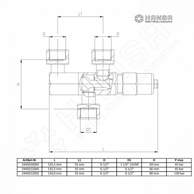 HANSA Changeover valve SET for KSV/ÜSV 2xG1/2'' 1x 1 1/4'' union nut WSV 2445011050