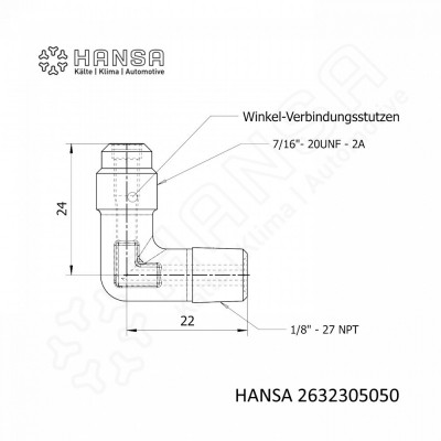 HANSA Elbow piece 7/16''UNF 1/8''NPT WK 2632305050