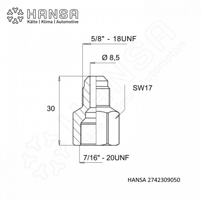 HANSA Screw-on adapter 7/16''-20UNF  5/8''-18UNF  AS 2742309050