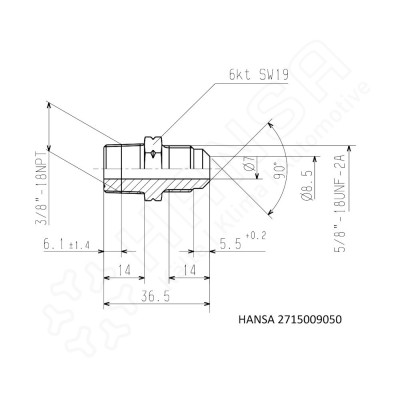 HANSA Einschraubstutzen 5/8''UNF 3/8''NPT EK 2715009050