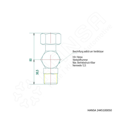 HANSA shut-off valve G1/2'' SET ASV 2445100050