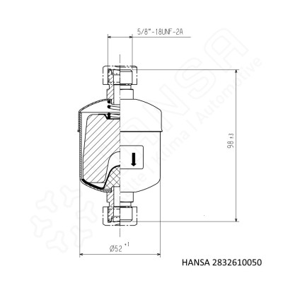 HANSA Filtertrockner 60bar HM053 O-Ring Anschluss 5/8'' UNF für 10 mm | 3/8'' HM 2832610050