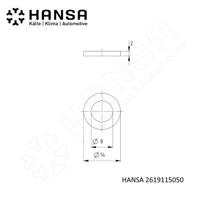 HANSA Dichtring Kupfer Ø 14 x 8 x 2mm DR 2619115050