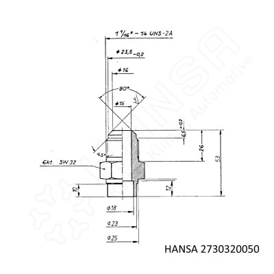 HANSA Solder socket 1 1/16'' UNF for 18 mm 3/4'' LS 2730320050