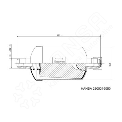 HANSA Filter drier Triplex® 55bar flare connection 7/8-14UNF TRI 2805316050