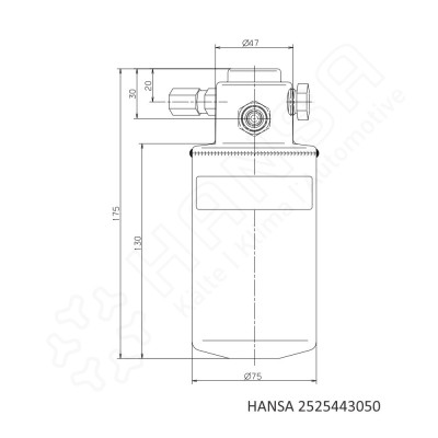 HANSA SammlerTrockner ALU Ø75 | 175mm Schauglas S-Ventil STA 2525443050