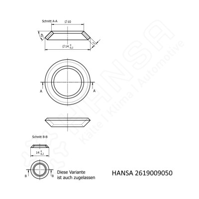 HANSA copper seal ring 14x10 fits flare size 5/8" UNF DR 2619009050
