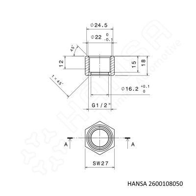 HANSA Überwurfmutter Stahl G1/2'' KM 2600108050