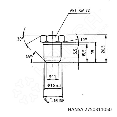 HANSA Sealing plug brass 3/4'' UNF VS 2750311050