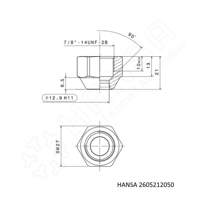 HANSA Überwurfmutter 7/8''-14UNF 13mm 1/2'' KM 2605212050