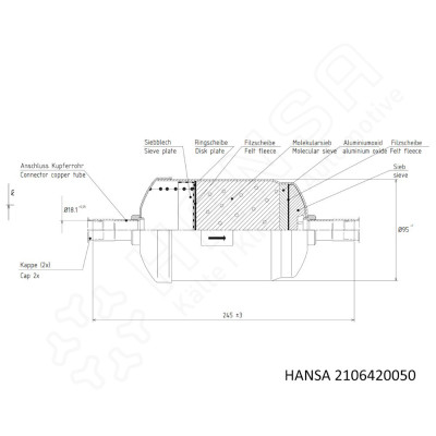 HANSA Filtertrockner Triplex® 50bar Lötanschluss 18 mm TRI 2106420050