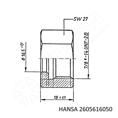 HANSA Überwurfmutter für O-Ring 7/8''-14UNF 16 mm 5/8'' KMO 2605616050