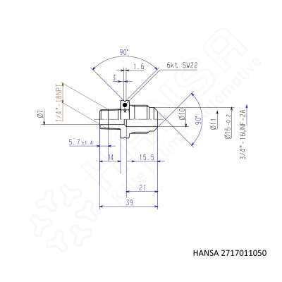 HANSA Einschraubstutzen Ms 3/4'' UNF 1/4'' NPT EK 2717011050